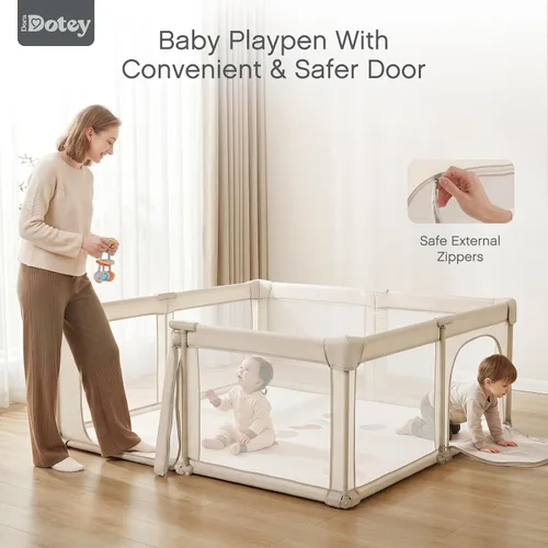 Miniatura 2 de Doradotey - Corralito plegable y premontado para bebés y niños pequeños, corralito grande de 55 x 79 pulgadas para interiores, juego de valla