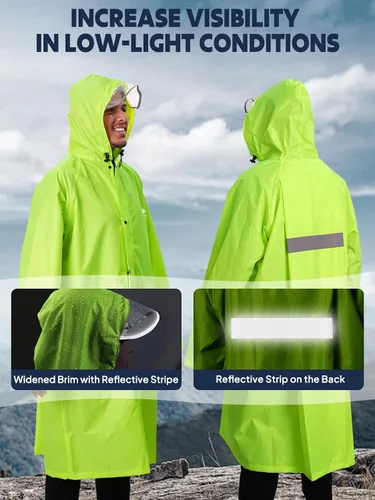 Miniatura 27 de Anyoo Poncho de lluvia con capucha, impermeable, ligero, para hombres, mujeres y adultos, con bolsillo para senderismo, camping, actividades al aire