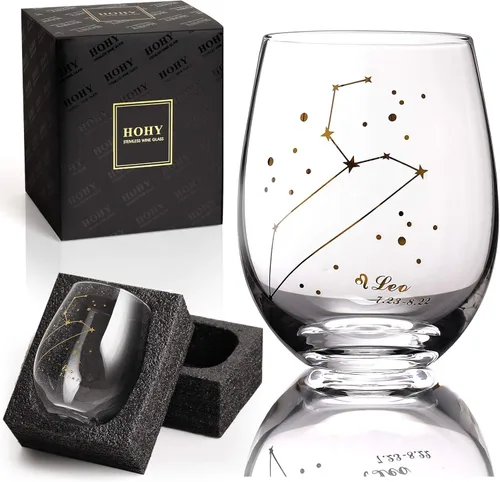 Miniatura 15 de HOHY Copa de vino del zodiaco Aries de 20 onzas, Horóscopo de cumpleaños del zodiaco Aries, regalos de vino para mujeres, copa de vino