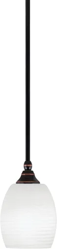 Miniatura 207 de Toltec Lighting Tallo Colgado Mini colgante, acabado de cobre negro, 3.5" cuadrado humo burbuja vidrio
