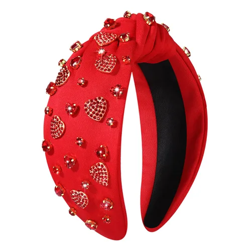 Miniatura 18 de Diademas de corazón para el día de San Valentín para mujer, accesorios para el día de San Valentín, diadema anudada con corazones con cuentas