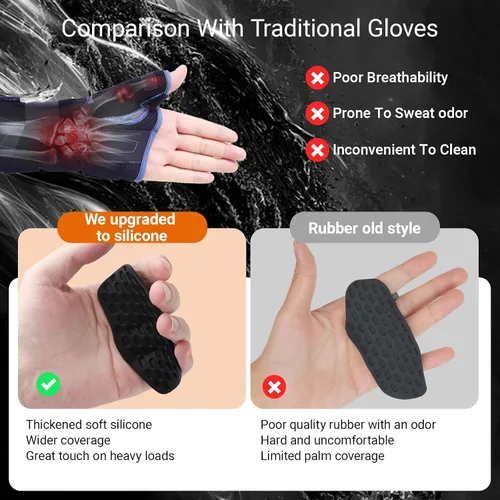 Miniatura 7 de 4 unidades de agarre de ripta para levantamiento de pesas y peso muerto, guantes de goma antideslizantes ergonómicos para hombres y mujeres