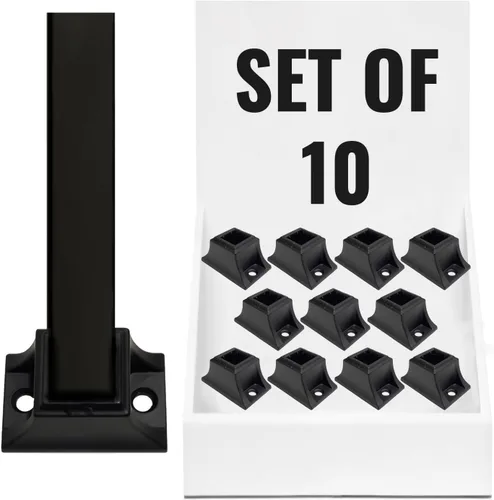 Miniatura 12 de Base plana para balaustrés delgada - para balaustres cuadrados de hierro de 1/2 pulgada - Juego de 10 (Negro satinado) - DH-SS2