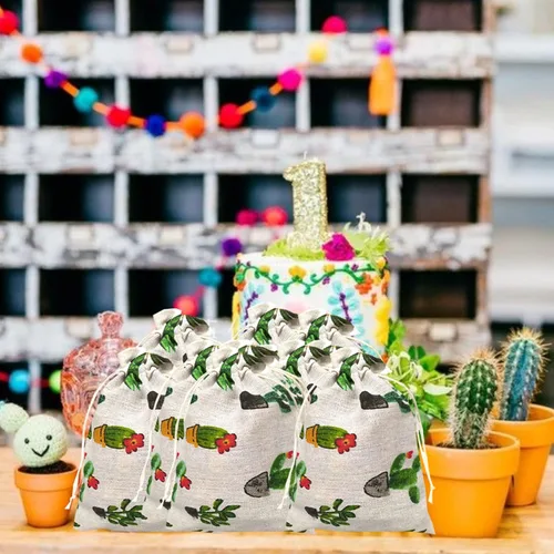 Miniatura 2 de RIGHTA TECH Bolsas de regalo para fiesta de cactus con cordón, bolsa de regalo de cactus suculentas, bolsa de recuerdo de fiesta para granja