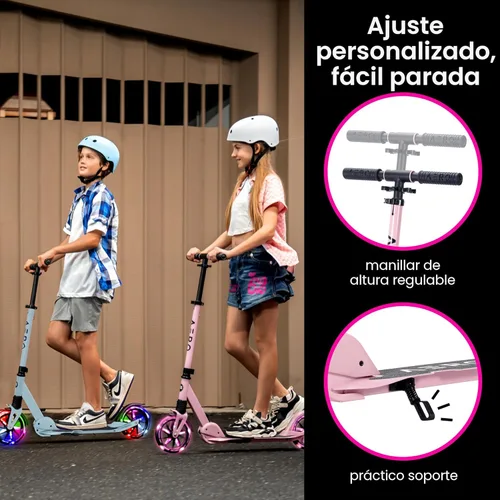 Miniatura 6 de AERO MOBILITY Patinete para niños de 6 años, adolescentes y adultos Ruedas iluminadas, freno de mano, alfombrilla de goma y absorción de impactos