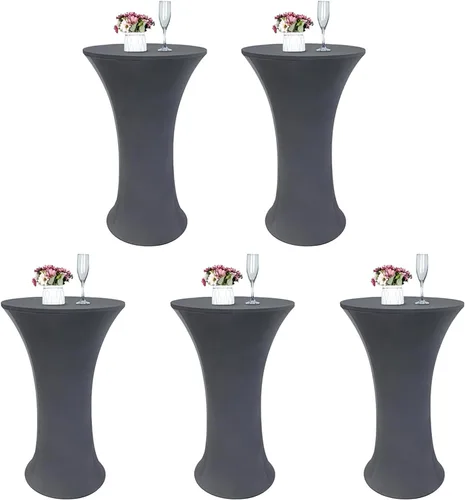 Miniatura 20 de Mantel de Mesa de Cóctel de Spandex Negro de 24x43 Pulgadas Ajustado Mesa de Bar Redonda Elástico Cubiertas de Mesa de Cóctel Highboy para Banquete