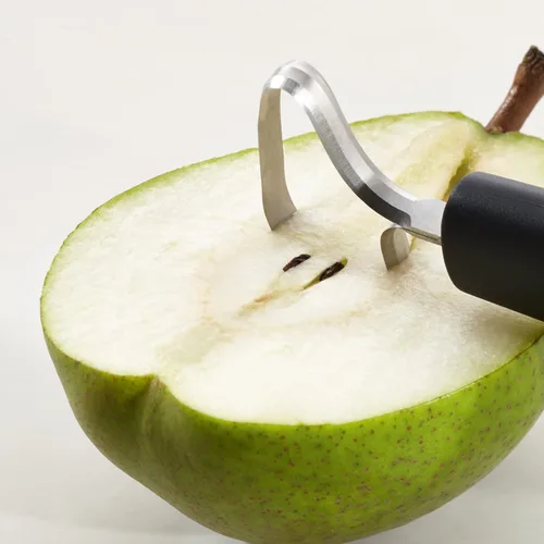 Miniatura 4 de triangle Descorazonador de frutas y verduras, acero inoxidable ultraafilado con dos anchos de corte, elimina núcleos y semillas, apto