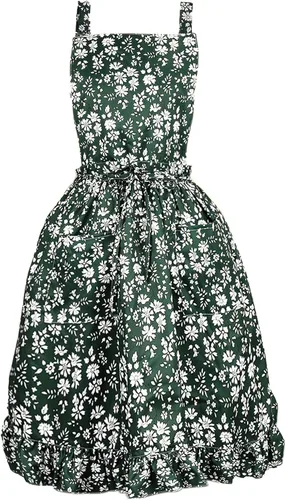 Delantal para mujer con bolsillos, delantal de chef con correa ajustable para el hombro, bonito delantal con lazos largos, vestido vintage floral