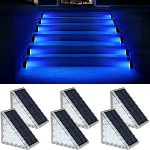 Miniatura 13 de AUDLES Luces solares LED impermeables para escaleras, luces de escalera para exteriores, luces solares blancas cálidas IP67, luces decorativas