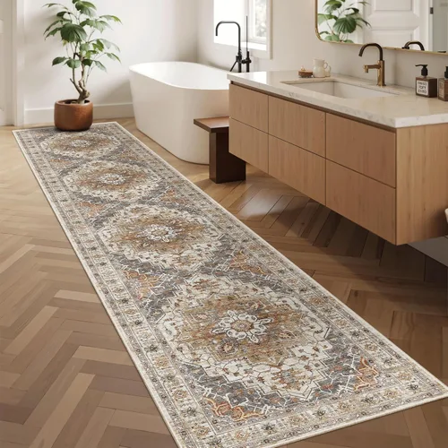 Miniatura 993 de Madane Tapete lavable de 2 x 10 pies para pasillo, cocina, recibidor, clásico, suave, antideslizante para interiores, casa de campo, baño, sala