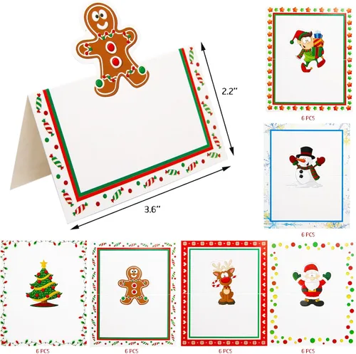 Miniatura 3 de Tarjetas de lugar de Navidad de Fancy Land para decoración de mesa navideña, 36 piezas de tarjetas de nombre de mesa
