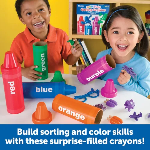 Miniatura 8 de Learning Resources Crayones de clasificación arcoíris - Regalos para niños pequeños, accesorios para niños pequeños, juguetes de apilar jumbo