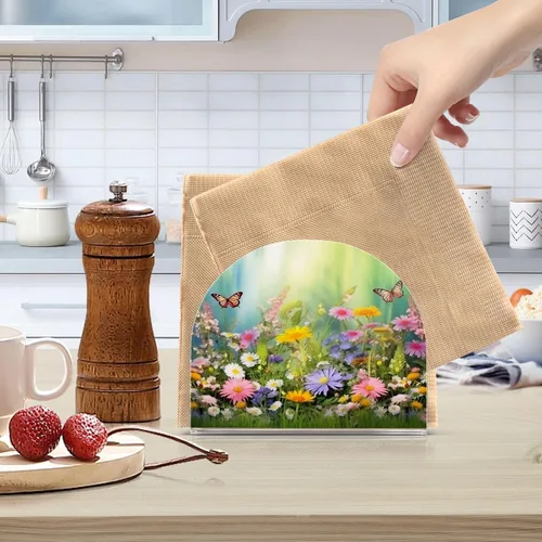 Miniatura 6 de Servilletero de mariposa de primavera para mesas, servilleteros de acrílico transparente para servilleteros de cóctel para cocina, restaurante, bar