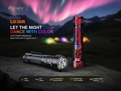 Miniatura 2 de Fenix LD36R Linterna recargable de 3600 lúmenes, carga rápida USB-C con 6 preajustes RGB y salida de color continuamente ajustable (negro)