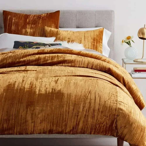 Miniatura 33 de Sophia-Art - Juego de 3 piezas de ropa de cama de terciopelo de rayón ultra lujo, funda de edredón boho de un solo color, funda de colcha