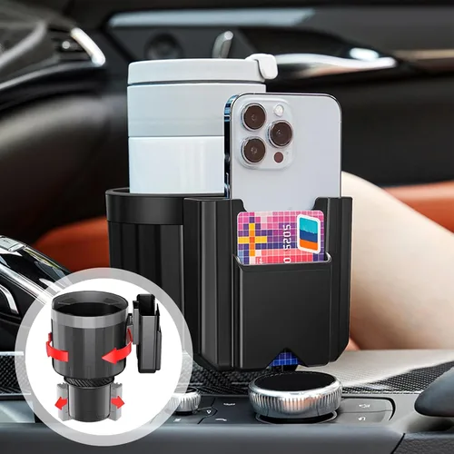 Miniatura 5 de Adaptador expansor de portavasos para automóvil, expansor de portavasos ajustable 3 en 1 con soporte para teléfono y organizador de tarjetas, se