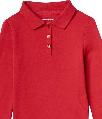 Miniatura 2 de Tienda Essentials Polera polo entrelazada de manga larga para niñas y niños pequeños, paquete múltiple