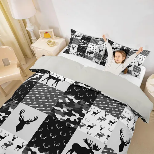 Miniatura 19 de Erosebridal Juego de funda de edredón con diseño de hojas y mono para niños, funda de edredón de animales divertidos, tamaño individual para niños