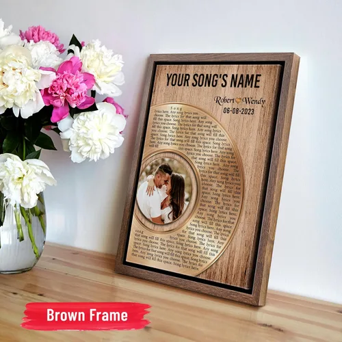 Miniatura 6 de H-DEWALL Regalos para marido de parte de la esposa, letras de canciones personalizadas con marco, discos de vinilo retro, decoración de pared