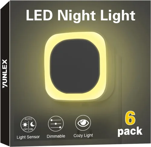 Miniatura 16 de YUNLEX - Pack de 4 luces nocturnas de luz blanca cálida, cuidado suave para los ojos con brillo suave regulable y reflexión indirecta, sensor