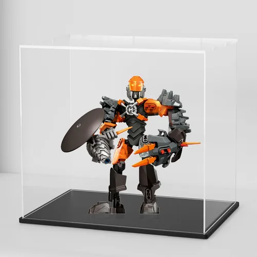 Miniatura 18 de Estuche acrílico de 8 pulgadas para exhibición, caja de acrílico transparente para coleccionables, funda de vidrio alternativo con soporte negro