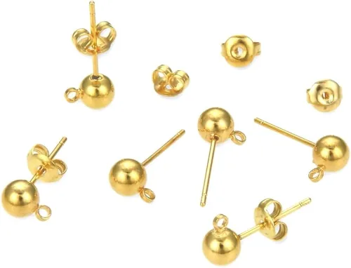 Miniatura 10 de Adabele - 40 aretes hipoalergénicos resistentes al deslustre de 0.118 pulgadas (0.118 in), 40 piezas de dorso de tuerca chapado en oro amarillo