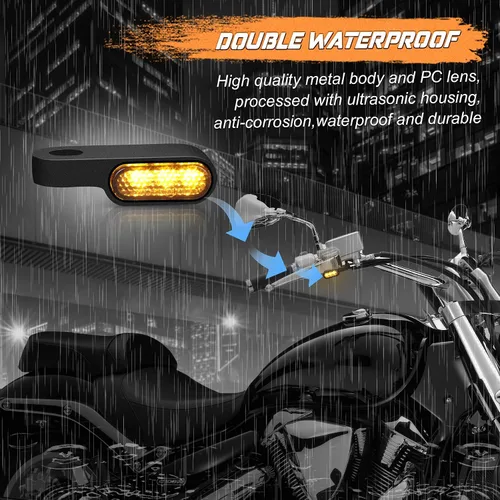Miniatura 3 de NTHREEAUTO Luces intermitentes LED mini para manillar, luz marcadora delantera para motocicleta, compatible con Honda Shadow Harley Dyna Sportster