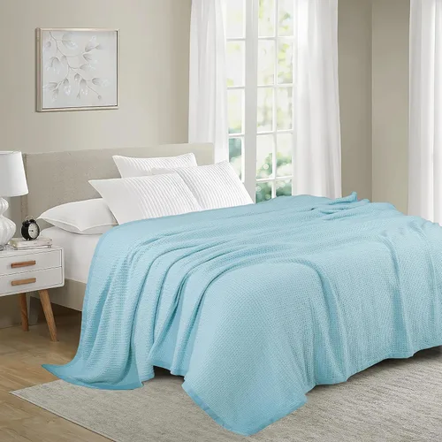 Miniatura 4 de Cobija TreeWool liviana de algodón, de cuidado fácil, suave, cómoda y cálida (king size, 90 x 108 pulgadas, tejido reticular)