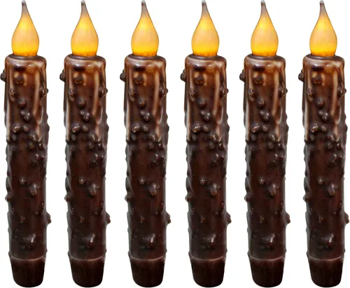 Miniatura 21 de CVHOMEDECO. Velas de cera real sumergidas a mano, funciona con pilas, temporizador, velas cónicas sin llama primitivas del país, 6-3/4 pulgadas