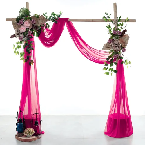 Miniatura 2 de MDS Paquete de 2 paneles de cortina para arco de boda (30 pulgadas de ancho x 30 pies de largo) tela de gasa transparente para boda, ceremonia, Rosa