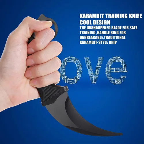 Miniatura 3 de TOPOINT - Paquete de 2 cuchillos Karambit sin filo de corte sin filo con funda para principiantes (negro y rojo)