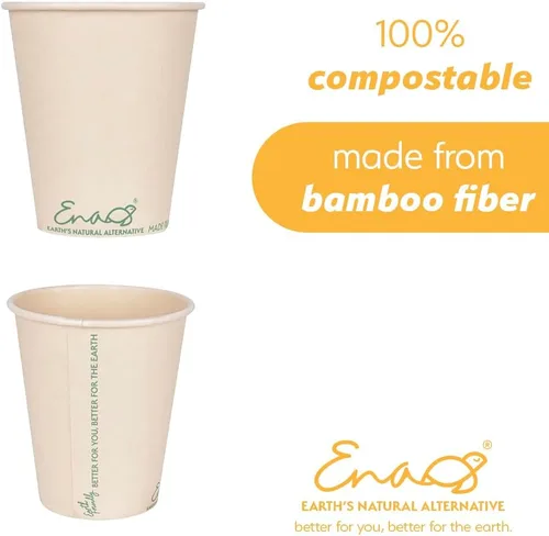 Miniatura 2 de 100% Compostable Disposable Coffee Cups [8oz 80 Pack] Paper Cups Made from Bamboo, Eco-Friendly, Biodegradable Premium Party Cups, Natural