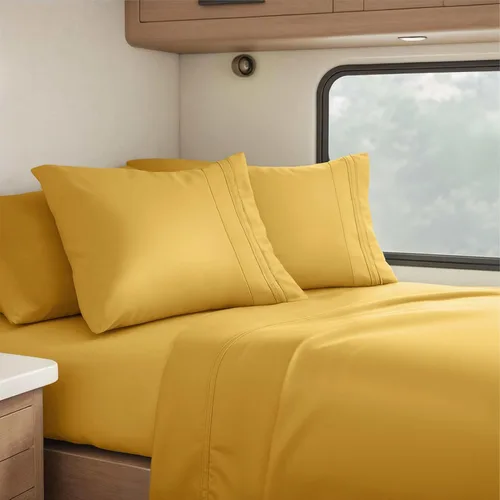 Miniatura 76 de Clara Clark - Juego de sábanas King con Flex Top, 6 piezas - Sábanas de lujo para cama King con cabeza dividida, juego de cama súper suave, King