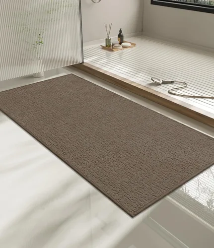 Miniatura 102 de Chakme Juego de 2 alfombras de baño ultrafinas, absorbentes, antideslizantes, lavables a máquina, color negro, 17 x 24 pulgadas / 17 x 30 pulgadas