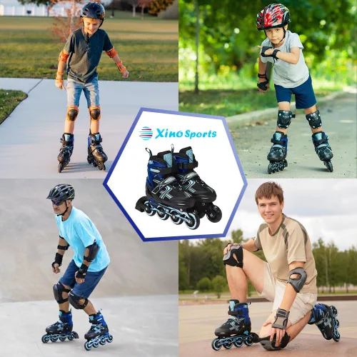 Miniatura 6 de Xino Sports Patines en línea para niños y niñas – Patines ajustables con ruedas iluminadas LED – Patines juveniles para interiores y exteriores
