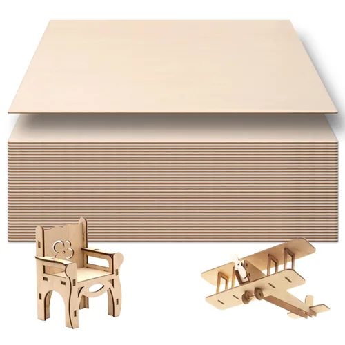 36 hojas de madera de tilo de 1/8 x 12 x 24 pulgadas, hoja de madera fina para manualidades, madera contrachapada para casa, avión, barco, escuela,