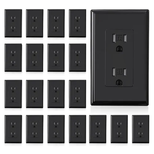 Miniatura 36 de ELEGRP Toma de corriente decorativa de pared, resistente a manipulaciones, 15 amperios, enchufe eléctrico de pared estándar, grado residencial