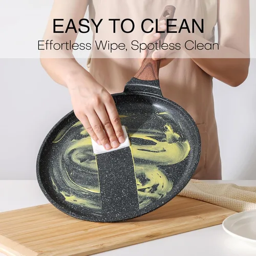 Miniatura 5 de Kordisen - Sartén antiadherente para crepas de 12 pulgadas con esparcidor, revestimiento de granito para tortillas y panqueques, fondo plano