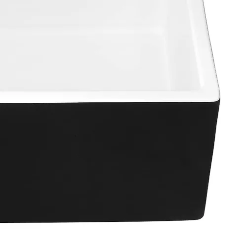 Miniatura 6 de Ruvati RVL4018RBW - Fregadero de cocina de drenaje compensado de arcilla refractaria de 30 pulgadas en blanco y negro