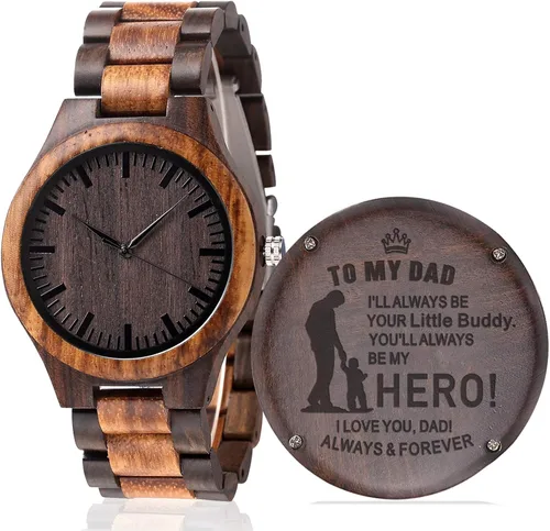 Reloj de madera Fodiyaer con grabado para hombre, regalo ideal para tu novio, tu marido, para un aniversario, Navidad, cumpleaños, día del Padre,