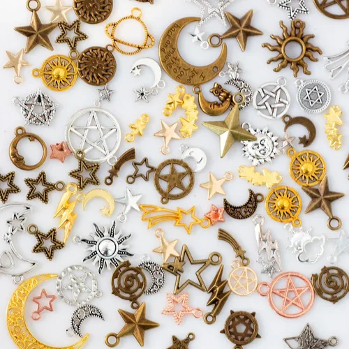 Miniatura 3 de stino 100 G Mixed Style Metal Charms for Jewelry Making, Bulk Silver & Gold Plated, for Bracelet, Necklace, Earrings DIY Crafts