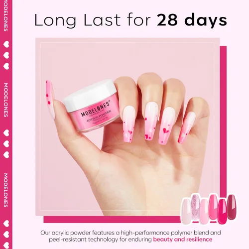 Miniatura 4 de Modelones Polvo acrílico rosa de 6 colores, kit de polvo de uñas acrílico neón con purpurina de verano, polvo de uñas acrílico para el día de San
