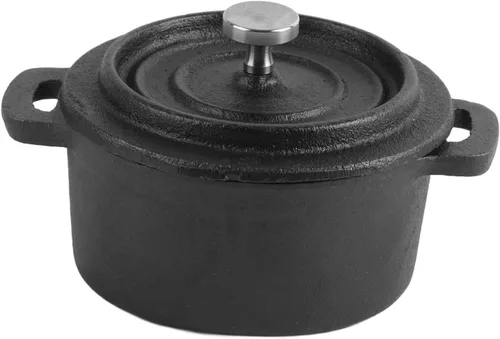 Horno holandés, doble horno holandés tradicional, olla de hierro, para cocinar asados, sopas de arroz, guisos con tapa (3.9 in)