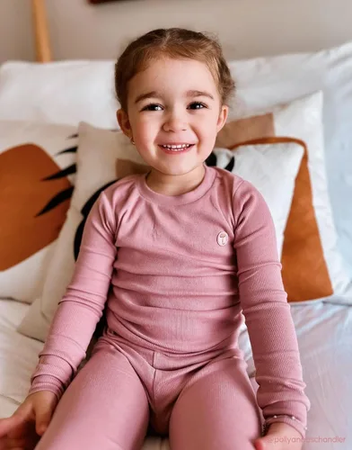 Miniatura 3 de moimoln Pijama de bambú de algodón viscosa acanalado sólido para bebés niños y niñas, ajuste cómodo, conjunto de 2 piezas