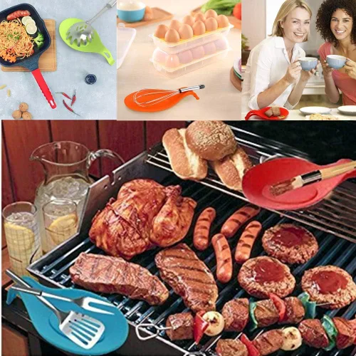 Miniatura 7 de iNeibo Apoyacucharas de silicona para la cocina, 4 unidades (colorido), Vajilla, Multicolor
