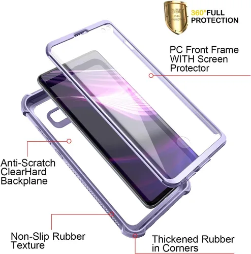 Miniatura 4 de Dexnor Funda para Galaxy S10+ Plus con protector de pantalla integrado, transparente, resistente, de cuerpo completo, a prueba de golpes, defensor