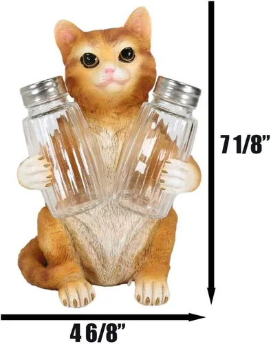 Miniatura 2 de Ebros Gift Gatito felino peludo de cristal para salero y pimentero, figura de 8.25 pulgadas de alto, loco para gatos, gatito, decoración de mascotas