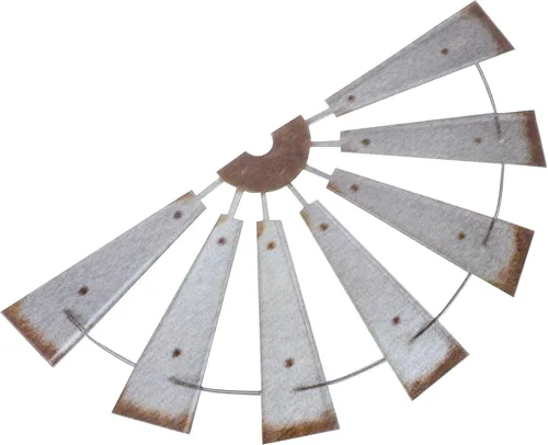 VOSAREA Molino de viento pequeño de granja, decoración de pared de hierro rústico, medio molino de viento, escultura de pared de metal, adorno
