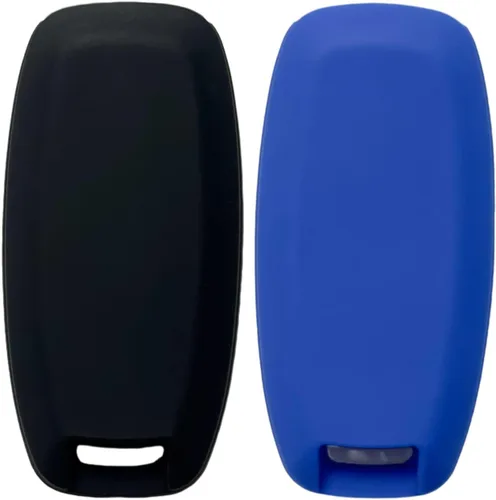Miniatura 2 de REPROTECTING Funda de goma de silicona para llavero compatible con Nissan Pathfinder Rogue (5 botones, negro y azul)