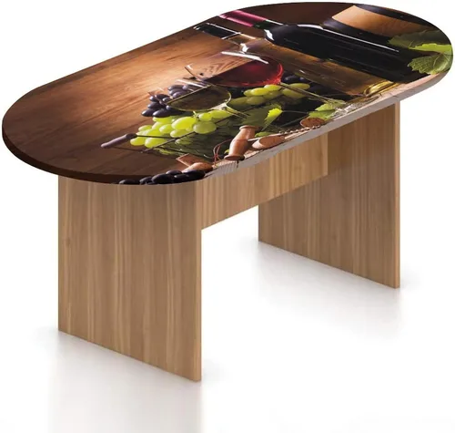 Mantel ajustable ovalado, con bordes elásticos de poliéster, mantel de mesa con estampado gourmet francés, se adapta a mesas ovaladas de hasta 36 x